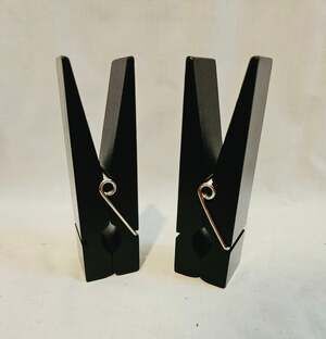 Two XL decorative clothes pins Black